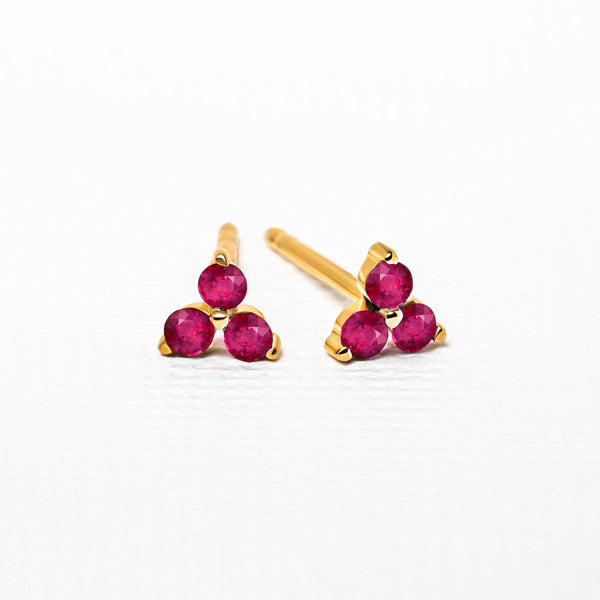 ruby gold vermeil flower earrings