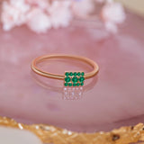 Sapna ring in rose gold set with emeralds