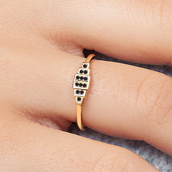 Brami geometric black diamond ring