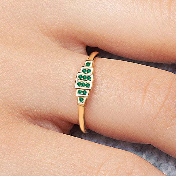 Brami geometric emerald ring