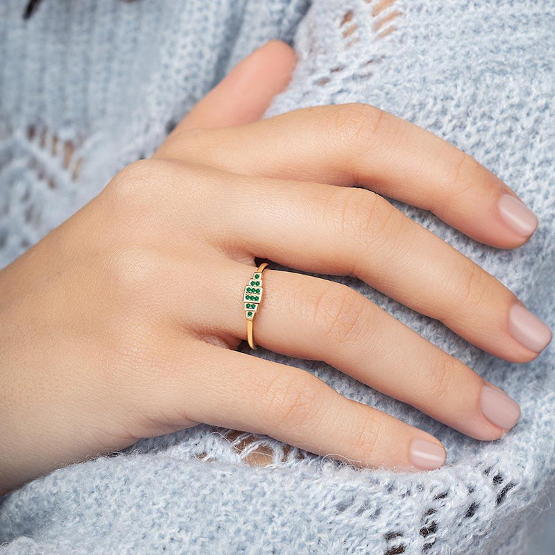 Brami geometric emerald ring