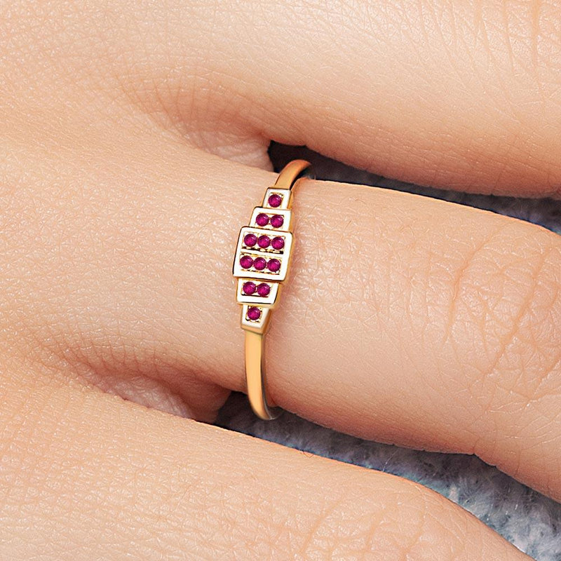 Geometrical ring Brami in ruby