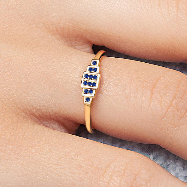 Geometric Brami sapphire ring