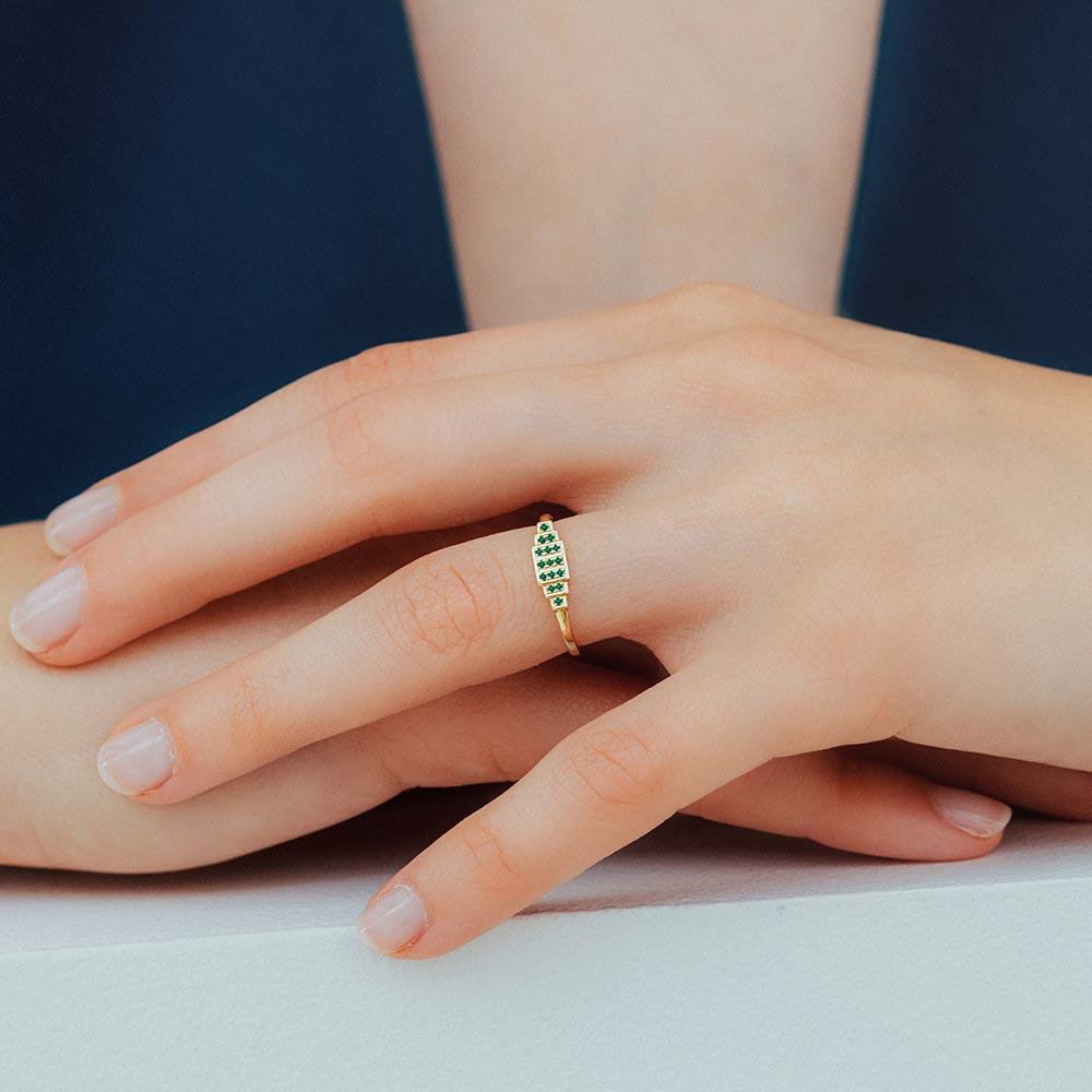 Anillo esmeralda geométrica Brami XL