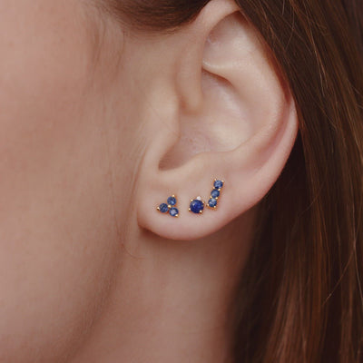 Combinaison de boucles d'oreilles en saphir naturel