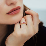 gradient wedding band with natural rubies