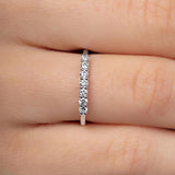 Fine wedding ring paved with 7 diamonds of 2mm white gold