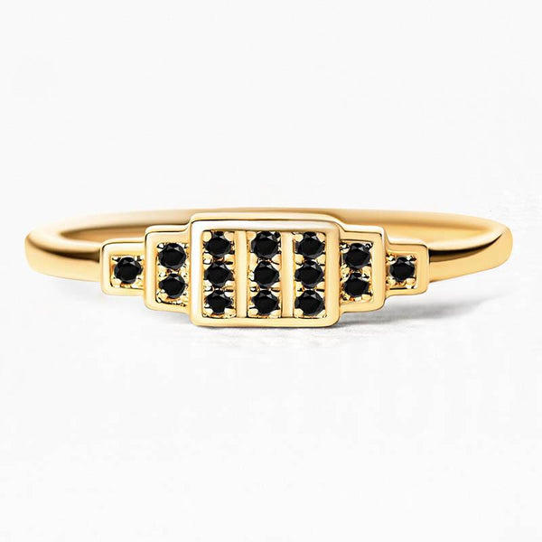 Yellow gold Brami XL ring set with 15 black diamonds