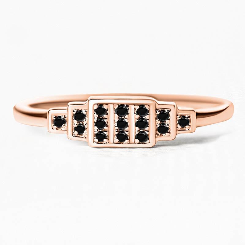 Brami XL ring in rose gold set with 15 black diamonds