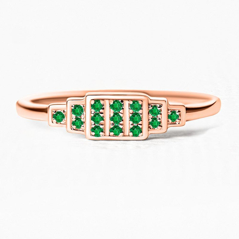 Brami ring in rose gold set with emeralds