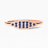 Geometric ring brami XL in rose gold set with natural sapphires