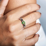 emerald ring combined with white gold