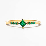 Gold vermeil Kali ring, princess cut emerald and emerald pavement