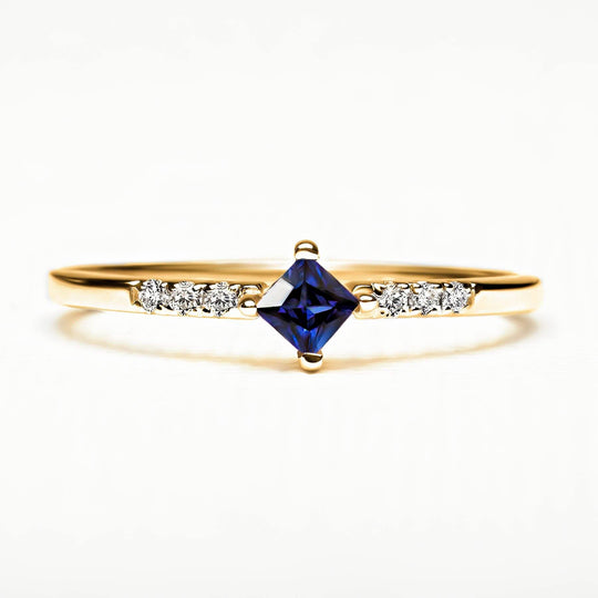 blue sapphire and white diamond pavement kali ring in gold vermeil