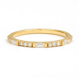 Yellow Gold Moksha Semi-Eternity Baguette and Round Diamond Wedding Ring