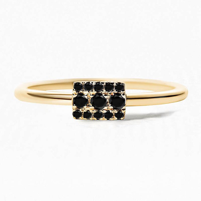 Yellow gold Sapna ring set with 13 black diamonds