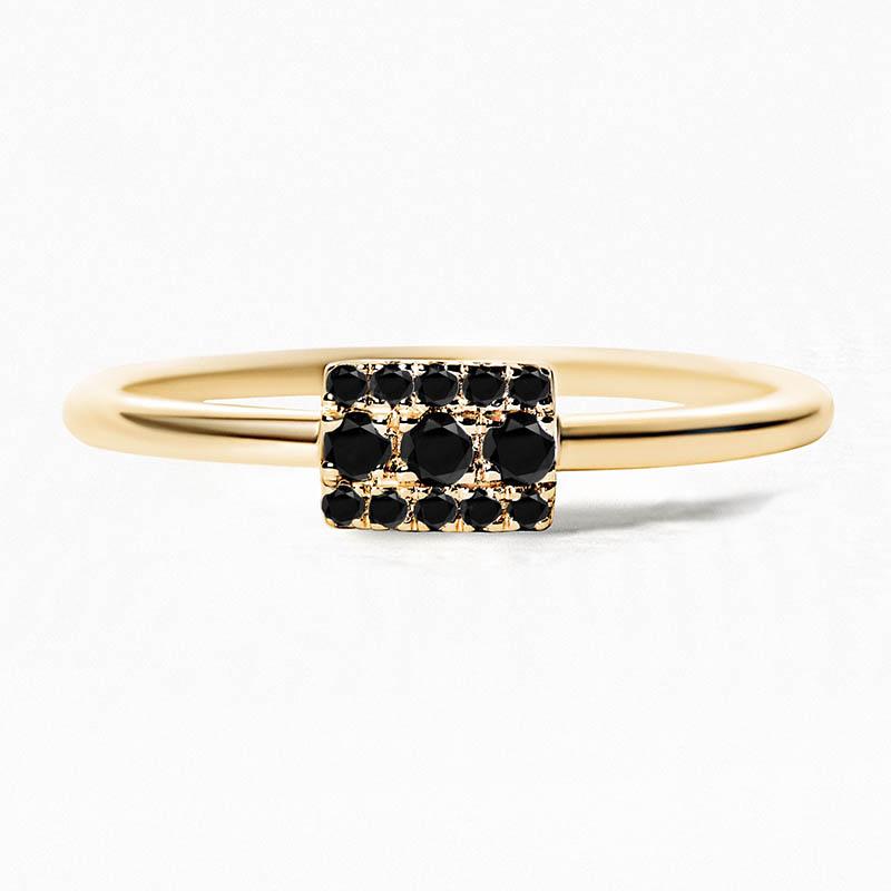 Yellow gold Sapna ring set with 13 black diamonds