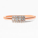 Rectangular ring Sapna XL paved with diamonds in rose gold 18 carats