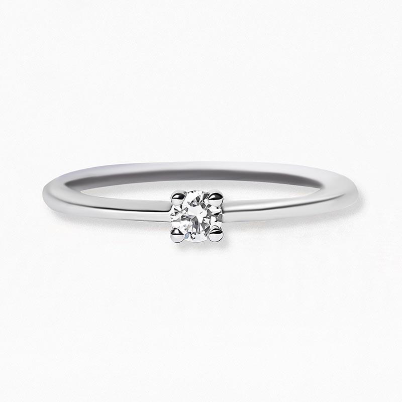 Saral anillo de compromiso solitario diamante 0,07 quilates en oro blanco