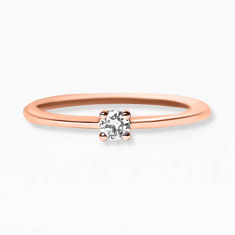 Saral anillo de compromiso solitario diamante 0,07 quilates en oro rosa