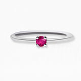 White gold ruby solitaire ring set with a ruby