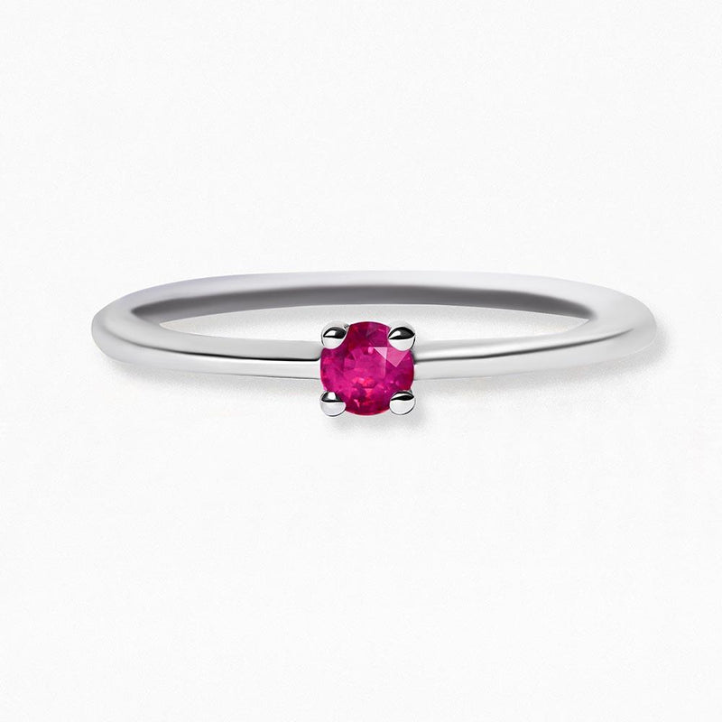 White gold ruby solitaire ring set with a ruby