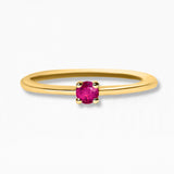 Yellow gold ruby solitaire ring set with a ruby