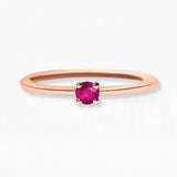 Solitaire ruby ring in rose gold set with a ruby