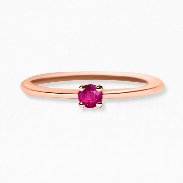 Solitaire ruby ring in rose gold set with a ruby