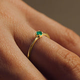 Yellow gold and emerald Saral solitaire engagement ring