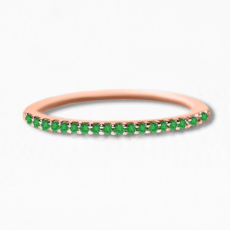 Shadi eternity ring in emerald and rose gold