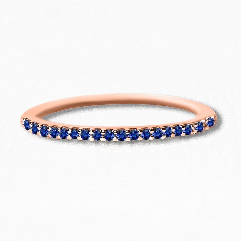Sapphire eternity ring half-turn paved in rose gold