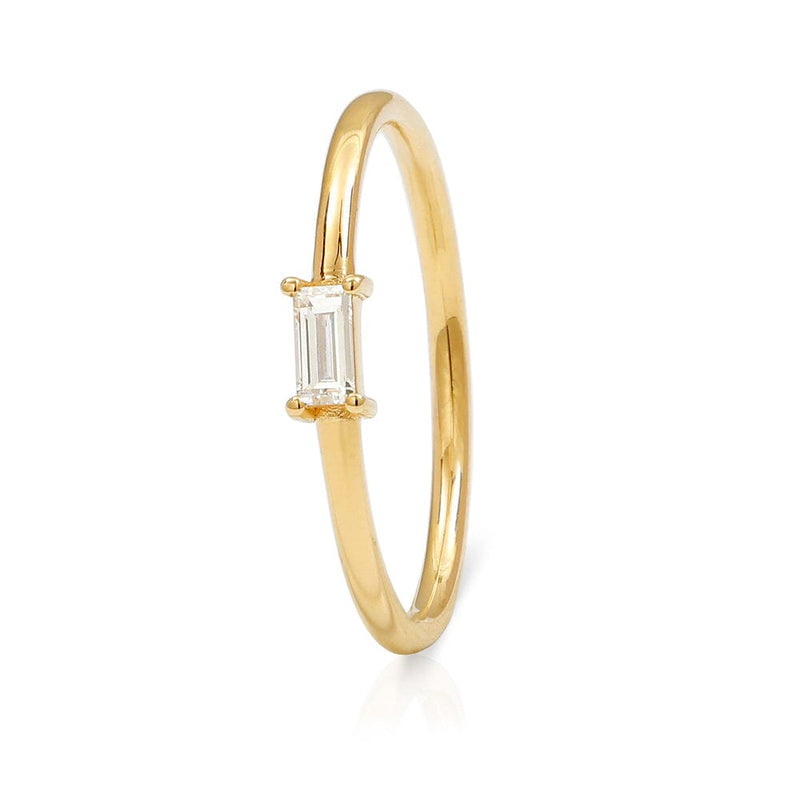 Shanti 18ct Yellow Gold Baguette Diamond Solitaire Ring