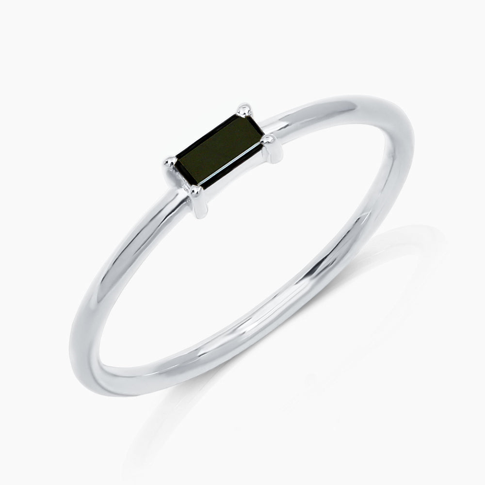 solitaire black diamond ring in white gold