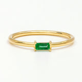 Yellow gold emerald solitaire ring