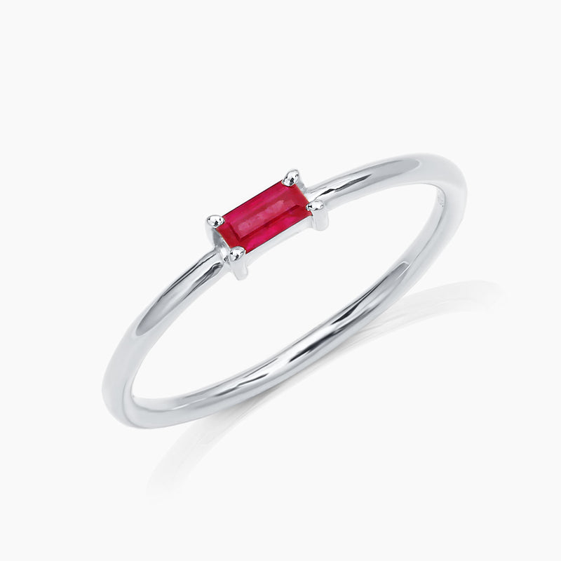 white gold solitaire ruby baguette ring