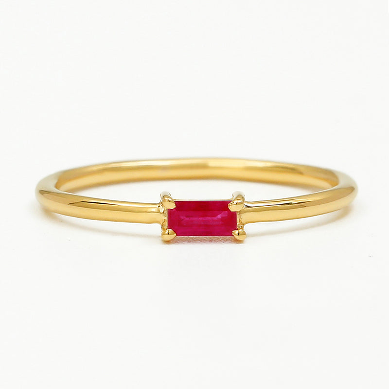 solitaire ruby ring in yellow gold