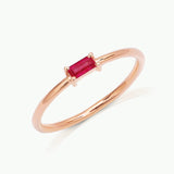 solitaire ruby baguette ring rose gold