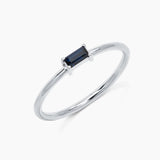 solitaire white gold sapphire ring with baguette cut