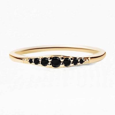 bague Sushma en or jaune sertie de 7 diamants noirs
