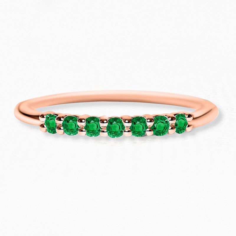 Ring vadha in rose gold set with 7 emeralds
