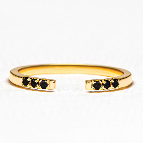 anillo Veda de oro vermeil con diamante negro