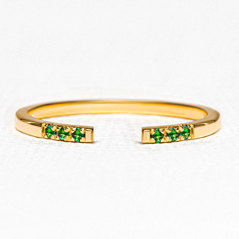 Fine Veda ring in gold vermeil and emeralds