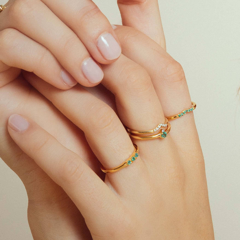 anillos finos de esmeralda y oro vermeil