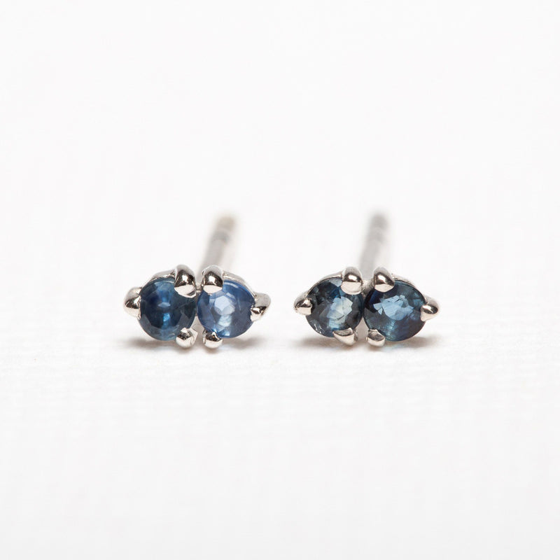 Small silver sapphire earrings