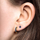 Boucles d'oreilles avec saphir et diamant