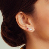 boucles d'oreille en rubis et diamant fleurie