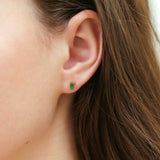 Shanti emerald baguette solitaire earrings