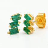 Emerald and yellow gold Jivane baguette earrings