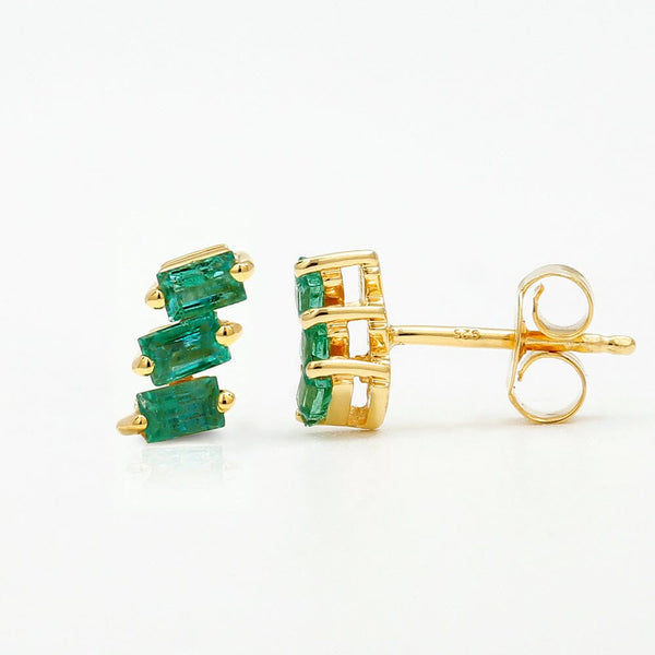 Jivane asymmetrical emerald earrings
